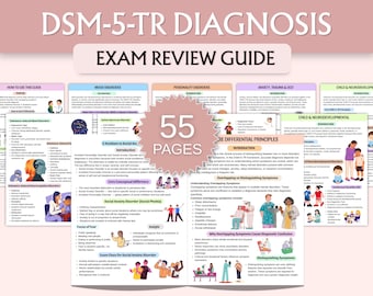 DSM-5-TR Diagnosis Exam Review Guide | DSM-5 Cheat Sheet | Mental Health Reference Guide | Instant Download