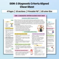 DSM-5 Diagnostic Criteria Aligned Cheat Sheet Printable Therapist Quick ...