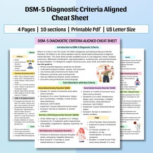 DSM-5 Diagnostic Criteria Cheat Sheet | DSM-5 TR Study Guide | Mental Health Reference Guide | Therapist Resource | Instant Download