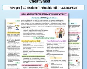 DSM-5 Diagnostic Criteria Cheat Sheet | DSM-5 TR Study Guide | Mental Health Reference Guide | Therapist Resource | Instant Download