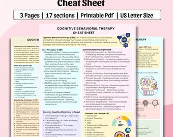 Hoja de referencia de TCC / Notas de terapia de salud mental para terapeutas (PDF)