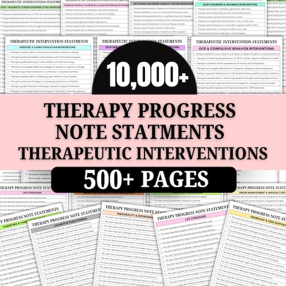 10,000+ Therapy Progress Note Statements & Therapeutic Interventions | Clinical Documentation | 500+ Pages PDF