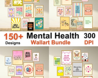 Paquete de carteles de salud mental / Decoración de consultorio de terapia (JPG y PDF)