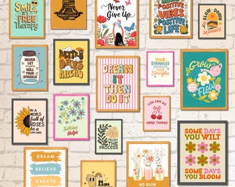 Set of 32 Mental Health Wall Art Prints | Therapy Counseling Posters | Psychology Posters | Trendy Wall Art | Inspirational Prints