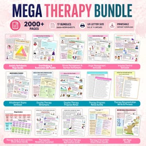 Över 2000 sidor med megaterapipaket | KBT DBT-arbetsblad | Terapeutresurser | Copingfärdigheter | Terapiinterventioner