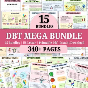 DBT Mega Bundle | Coping Skills, Therapy Worksheets (PDF)