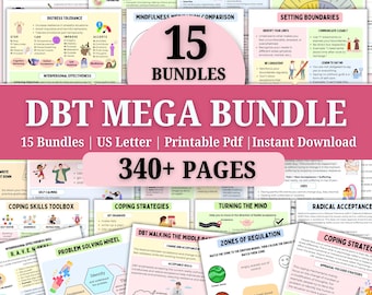 DBT Mega Bundle | Coping Skills, Therapy Worksheets (PDF)