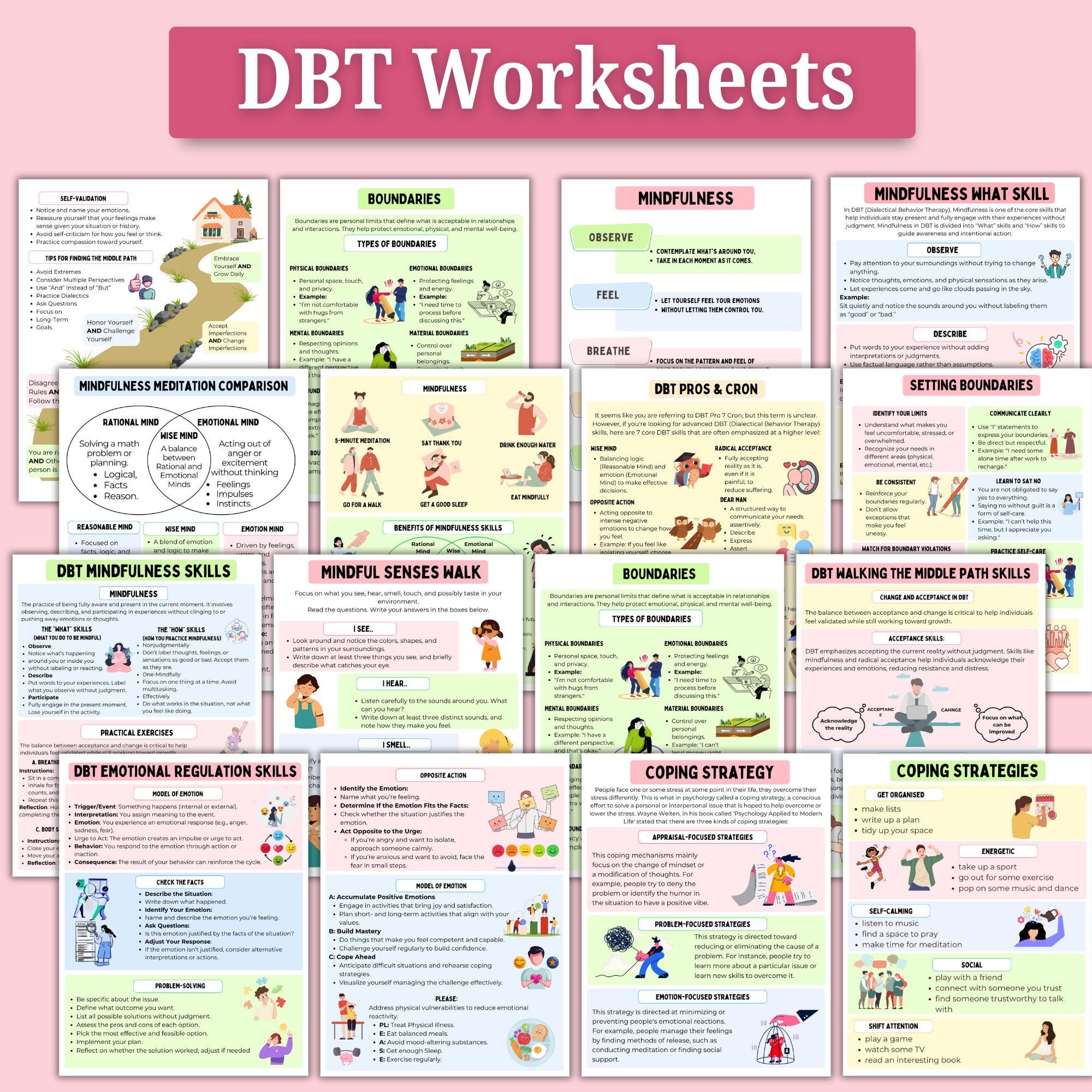DBT Mega Bundle | Coping Skills, Therapy Worksheets (PDF) - Etsy