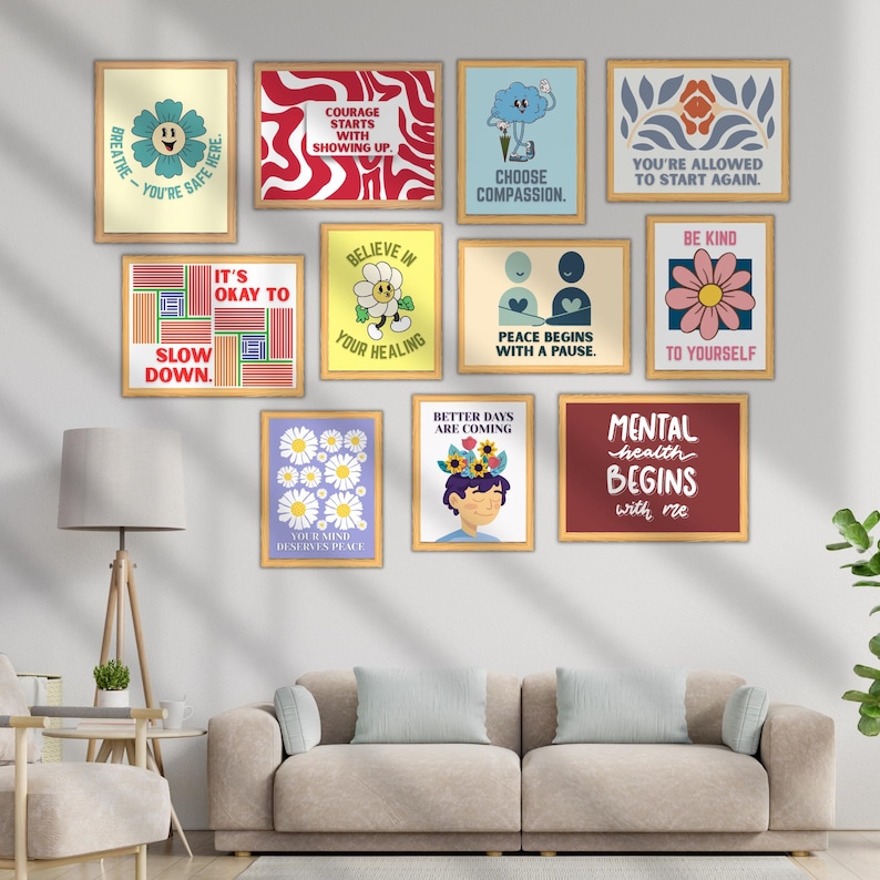 100 Mental Health Wall Art Bundle | Wall Art Prints for Therapy Office ...
