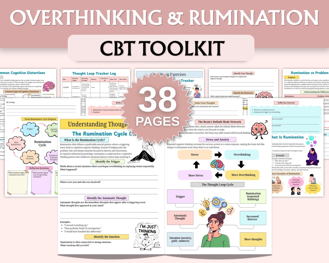 Overthinking & Rumination CBT Toolkit | CBT Worksheets for Anxiety ...