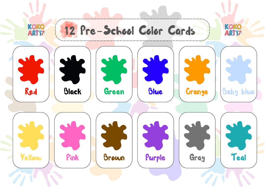 12 Color Flashcards | Preschool Learning Printable | Educational Cards ...