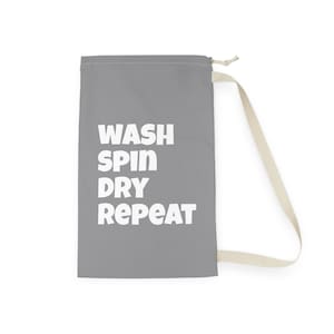 Laundry Bag with &#39;Wash Spin Dry Repeat&#39; Design, Modern Laundry Tote, Fun Laundry Bag, Gift for College Students, Eco-Friendly Laundry [...]