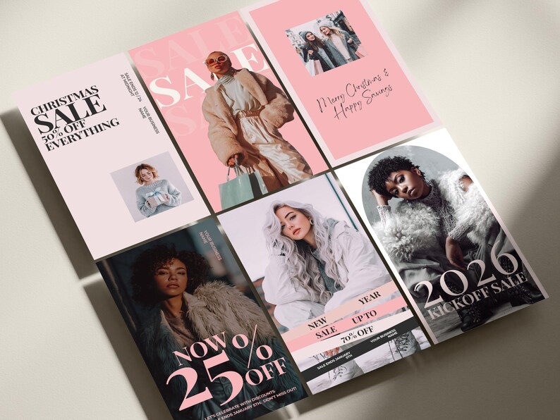 Christmas & New Year Sale Instagram Posts and Stories Canva Template for Small Business and Retail Holiday Social Media Marketing Bundle Professional Business Design Set Complete Digital Collection for Christmas Sales Campaign Customizable