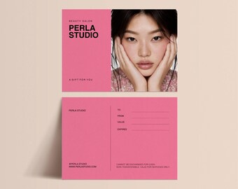 Plantilla de tarjeta de regalo electrónica Canva Vale de regalo Tarjeta de regalo para salón de belleza Plantilla de certificado de regalo para spa Tarjeta de regalo digital para esteticista Cuidado de la piel editable