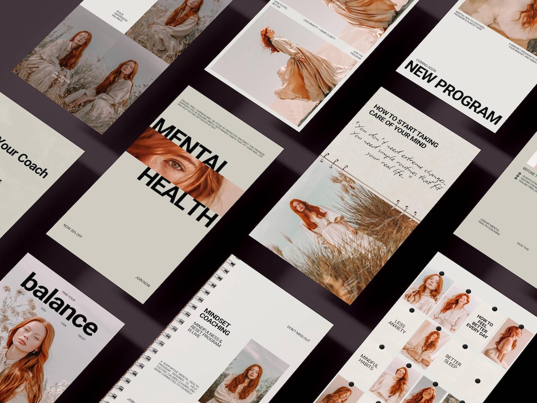 Mental Health Coach Instagram Post Canva Template Mindfulness Coach ...