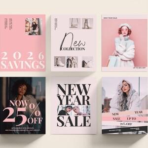 Christmas & New Year Sale Instagram Posts and Stories Canva Template for Small Business and Retail Holiday Social Media Marketing Collection Complete Template Bundle with 60 Customizable Designs for Sales Promotions