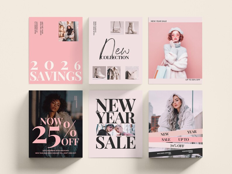 Christmas & New Year Sale Instagram Posts and Stories Canva Template for Small Business and Retail Holiday Social Media Marketing Collection Complete Template Bundle with 60 Customizable Designs for Sales Promotions