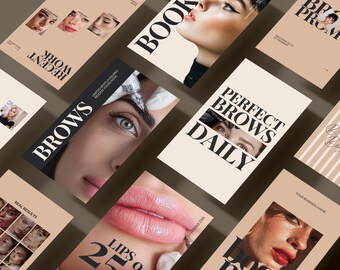 Modello Canva per post su Instagram di artisti PMU, tecnologia PMU, social media, trucco permanente, storia di Instagram, microblading, social media, sopracciglia, trucco permanente, labbra, blush