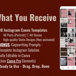 Instagram Canva template coaching course creator fashion influencer content creator Instagram post story social media coaching templates course Instagram bundle editorial design influencer templates AI copywriting coaches entrepreneurs