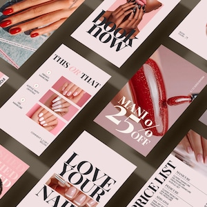 Nagelkonstnär Instagram-inlägg Canva-mall Nagelteknik Instagram Stories Rosa nagelsalong Sociala medier Nagelföretag Instagram Manikyr Pedikyr
