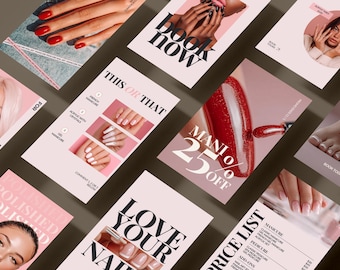 Nail Artist Instagram Post Canva Template Nail Tech Instagram Stories Pink Nail Salon Social Media Nail Business Instagram Manicure Pedicure