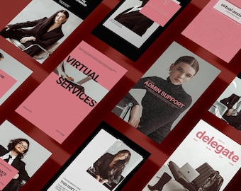 Plantilla de Canva para publicaciones de Instagram de asistente virtual Plantilla de historia de Instagram de asistente virtual Asistente virtual Redes sociales Asistente personal Plantilla Proveedor de servicios