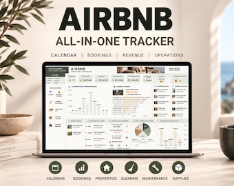 Plantilla de reserva de Airbnb Calendario de reservas Hoja de cálculo de Airbnb Rastreador de múltiples propiedades de alquiler Gestión de anfitriones de Airbnb Planificador de Airbnb Limpieza