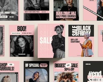 Feminine Q4 Holiday Sale Instagram Post Template Black Friday Small Business Canva Template Course Creator Sale Template Christmas Marketing