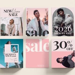 Christmas & New Year Sale Instagram Posts and Stories Canva Template for Small Business and Retail Holiday Social Media Marketing Bundle Complete Digital Design Set with 60 Templates for Posts and StoriesVisual Content Marketing Collection