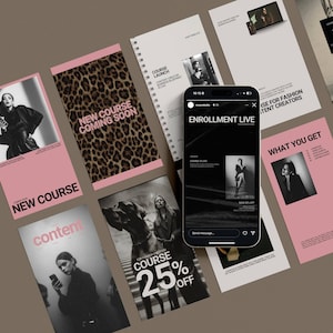 Course creator Instagram Canva template coaching Instagram post fashion influencer content creator Instagram story social media templates 80 posts stories bundle editorial design course Instagram coaching influencer templates entrepreneurs