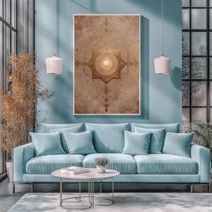 Golden Mandala Digital Wall Art Zen Minimalist Home Decor Abstract Sacred Geometry Print Meditation Room Yoga Studio Boho Spiritual Art