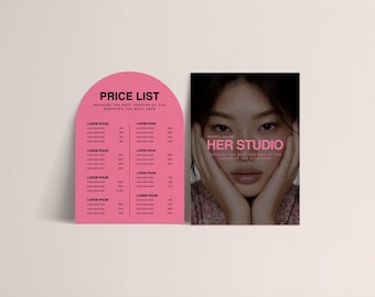 Plantilla de lista de precios de salón de belleza Canva Menú de servicios Hoja de precios de belleza Precios imprimibles para el cuidado de la piel Guía de precios de spa Menú de precios de esteticista