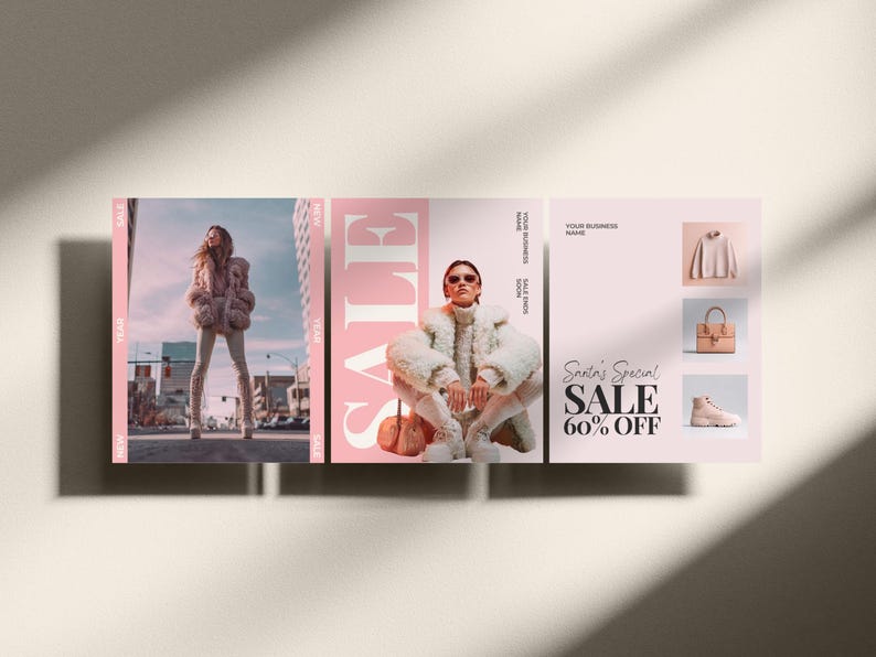 Christmas & New Year Sale Instagram Posts and Stories Canva Template for Small Business and Retail Holiday Social Media Marketing Bundle Professional Business Design Set Complete Digital Collection for Christmas Sales Campaign Customizable