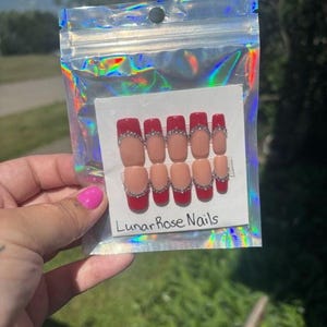 Red French Tip Press On Nails