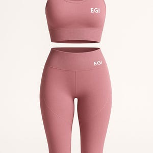 Dusty Mauve Seamless Yoga Set – Women’s 2-Piece Workout Set | EGI Sports Bra & High-Waisted Leggings