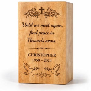 Classic Timber Ash Holder Memorial Case Urn Adult Size Pet Tribute Box Hand Finished