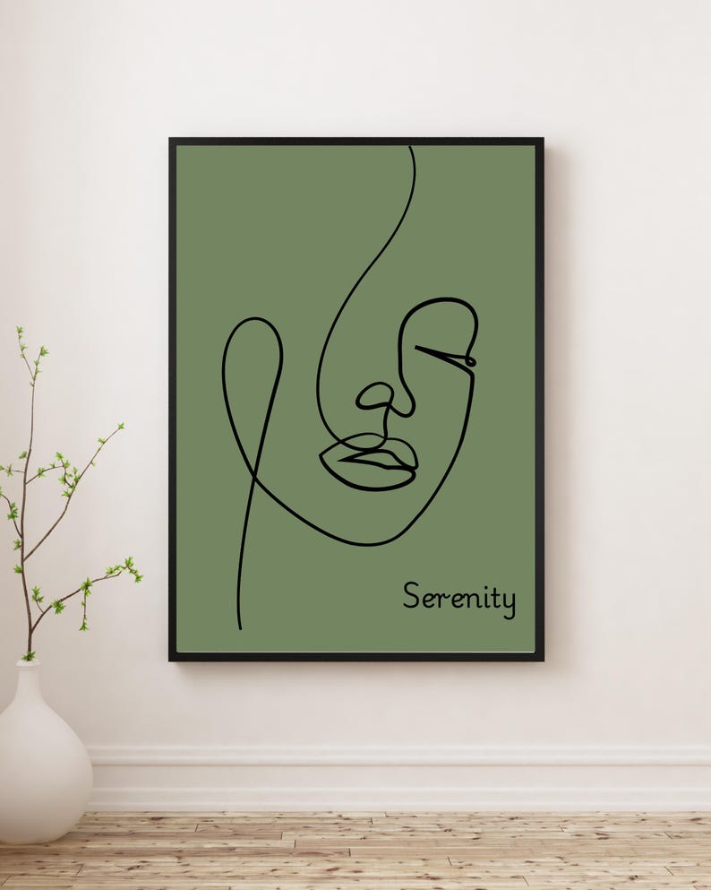 Minimalist Woman Face Line Art Print: Modern Boho Wall Decor (digital ...