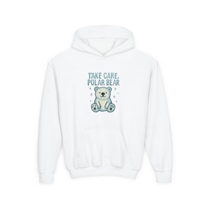Youth Polar Bear Hoodie: Cozy Cotton-Blend Kids Sweatshirt
