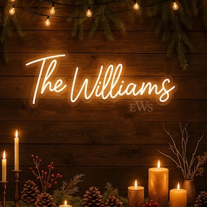 Custom Last Name Neon Sign for Wedding Decor – Personalized Wedding Gifts – Custom Family Name Neon Sign – Wedding Backdrop