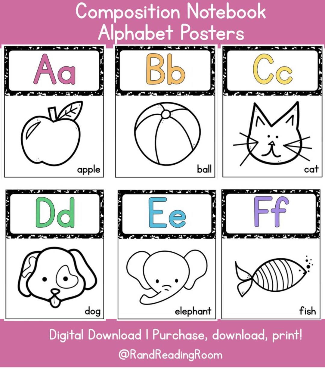 Composition Notebook Alphabet Posters With Pictures - Etsy