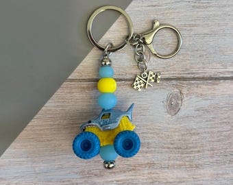 Megalodon Yellow Monster Jam Mini Monster Truck Key Chain Bag Charm