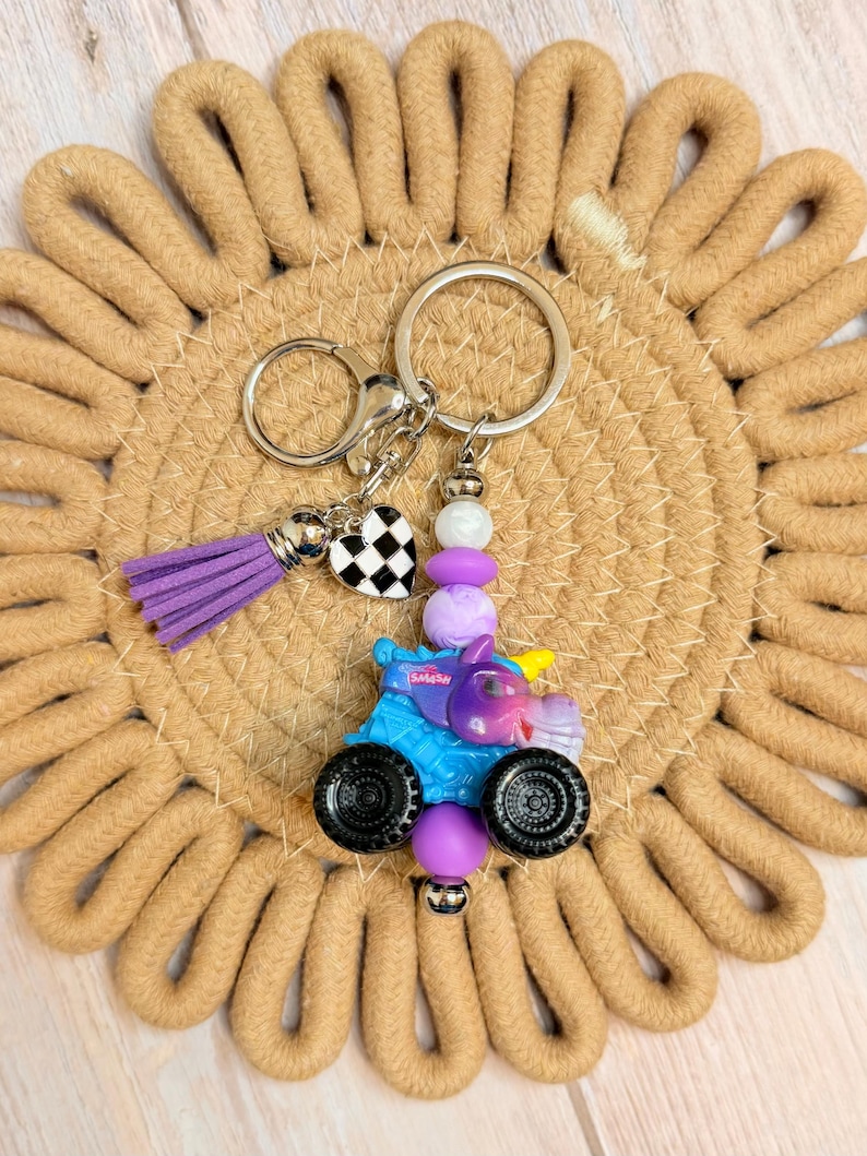 Sparkle Smash Monster Jam Mini Keychain | Kids Truck Keychain | Backpack Charm | Party Favor | Monster Truck Lover Gift image 1