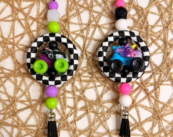 Mini Monster Jam Car Hanger | Rearview Mirror Charm | Monster Truck Car Accessory | Kids Car Decor | Unique Gift for Truck Fans