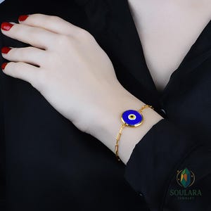 Handgemachtes 925 Sterlingsilber Evil Eye Armband - Vergoldeter Schutz Schmuck Geschenk für Sie