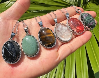 Crystal Oval Shape Pendant for Necklace, Real Natural Stone