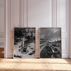 Monochrome F1 wall art showing a close-up of a racing car cockpit with blurred motion lines for a sense of speed and adrenaline.