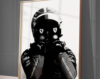Charles Leclerc Ferrari F1 Poster | Black & White Fan Art (Digital Download)