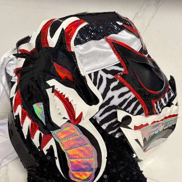 Pentagon Jr. Lucha Libre Wrestling Mask – Zebra Dragon Edition – Semi Professional Adult Size