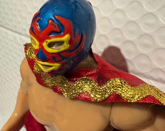 Figura de Luchador Mexicano Dos Caras – Muñeco Coleccionable Hecho a Mano 7” con Capa