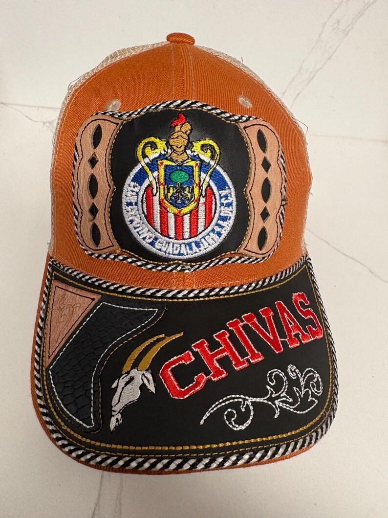 Handmade Chivas Guadalajara Western Trucker Hat, Embroidered Mexican Cowboy Cap image 2